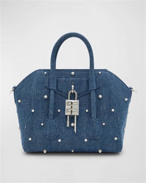 antigona givenchy small|mini antigona lock denim tote bag.